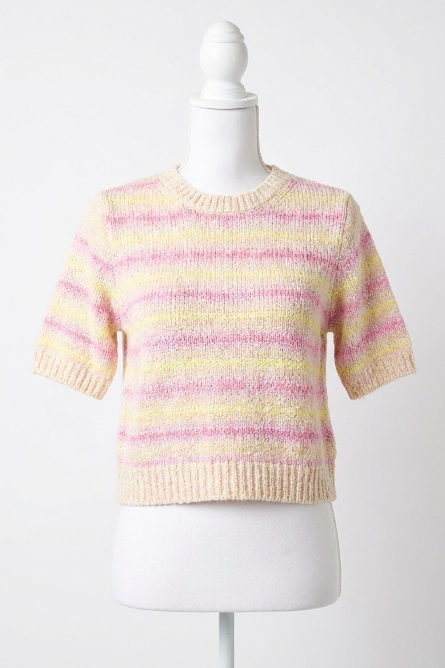 NEW PINCH pippa multi knit sweater in canary, geranium pink, shell pink